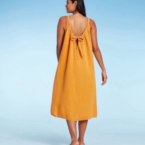 Kona Sol Dresses & Skirts - Mustard cotton gauze adjustable dress